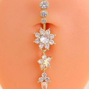 1pc Three-section Navel Piercing With 21 Cubic Zirconia